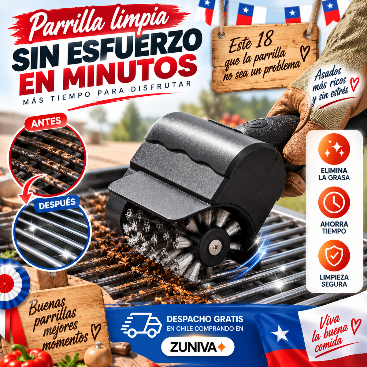 Cepillo Eléctrico LIMPIA PARRILLAS