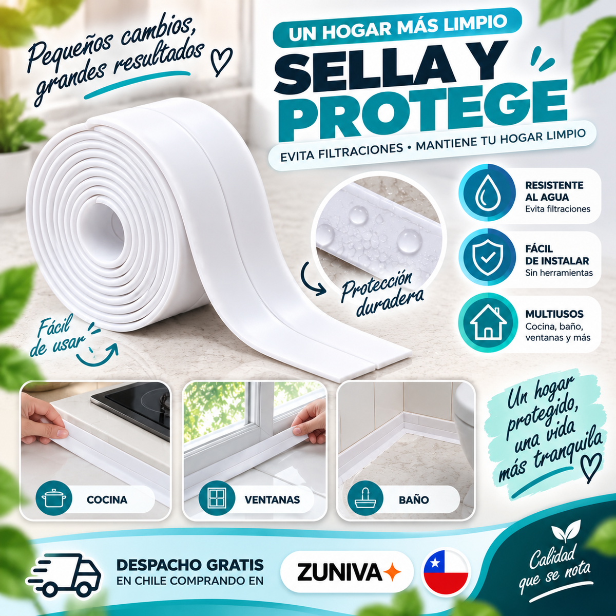 Cinta Adhesiva Reparación Lavaloza Baño