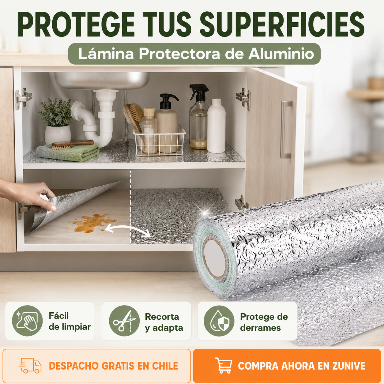 PAPEL DE ALUMINIO AUTOADHESIVO DE COCINA