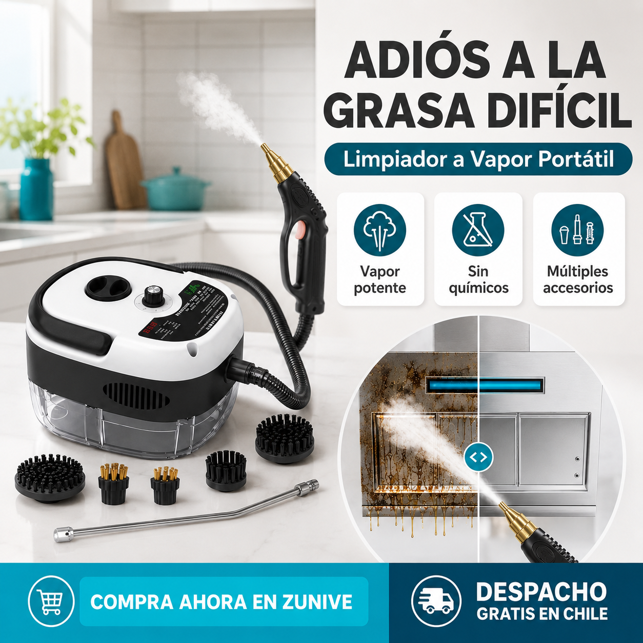 Limpiadora A Vapor Multiuso Elimina Gra