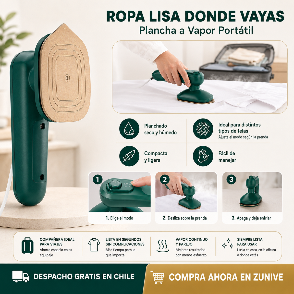 MINI PLANCHA VAPOR