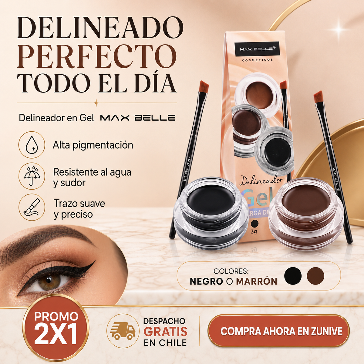 DELINEADOR GEL LARGA DURACION PACK 2X1
