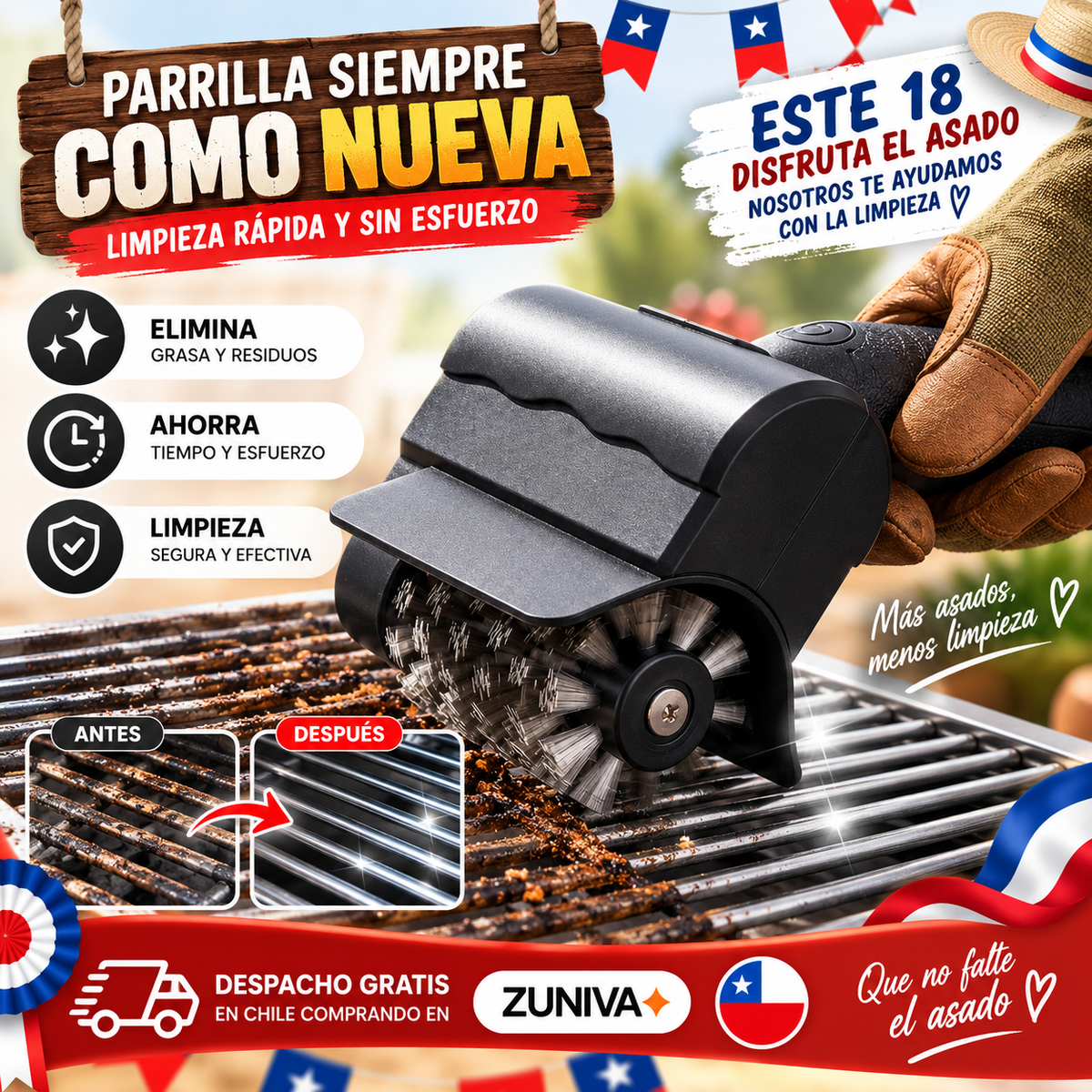 Cepillo Eléctrico LIMPIA PARRILLAS
