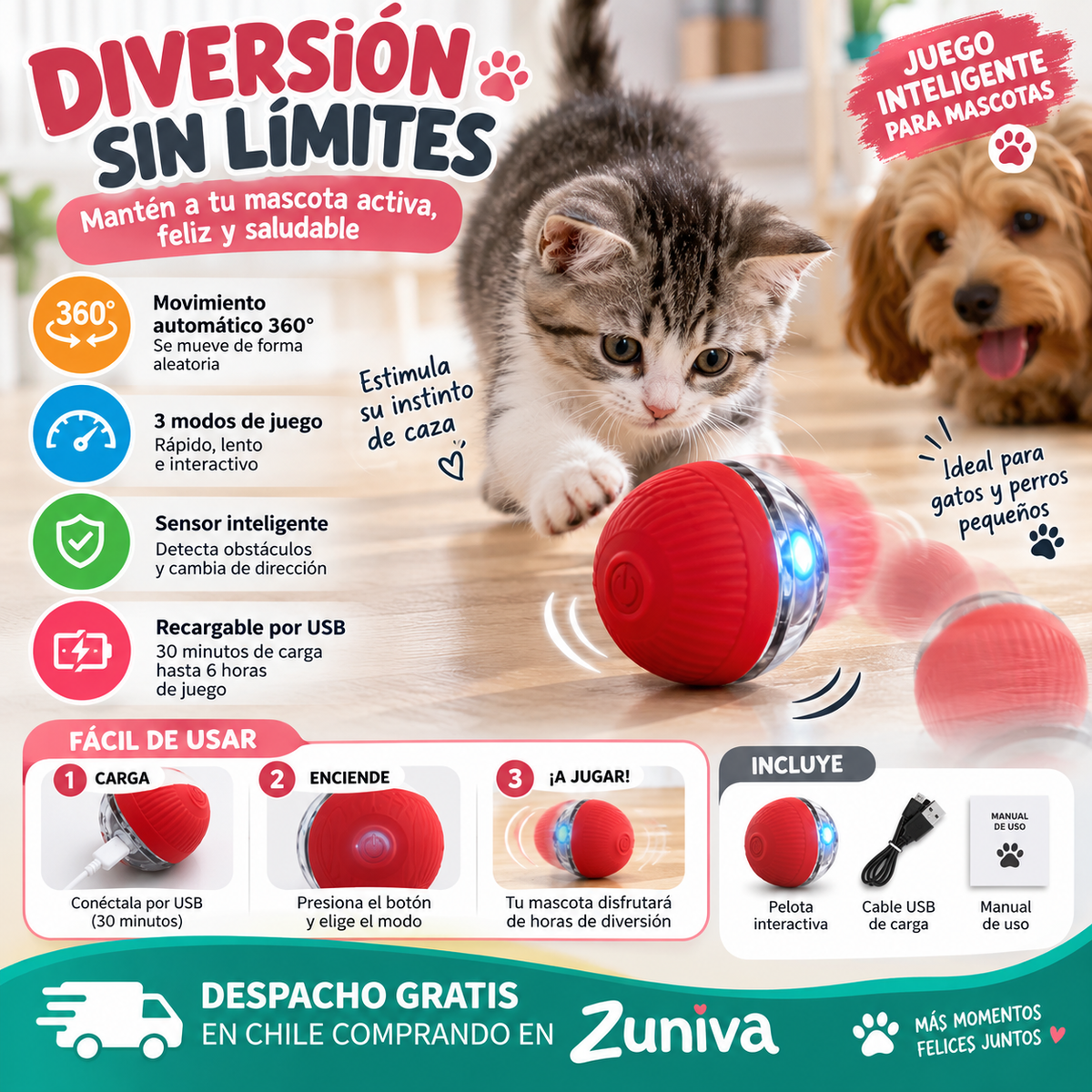 Pelota inteligente Mascota con cuerda