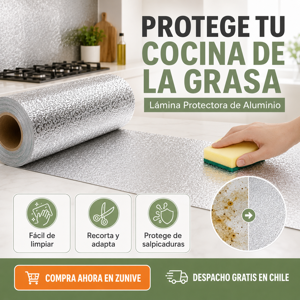 PAPEL DE ALUMINIO AUTOADHESIVO DE COCINA